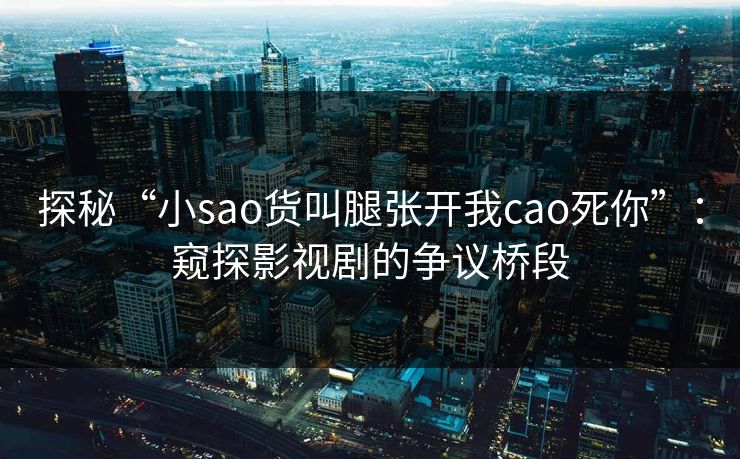 探秘“小sao货叫腿张开我cao死你”:窥探影视剧的争议桥段 探秘“小sao货叫腿张开我cao死你”:窥探影视剧的争议桥段