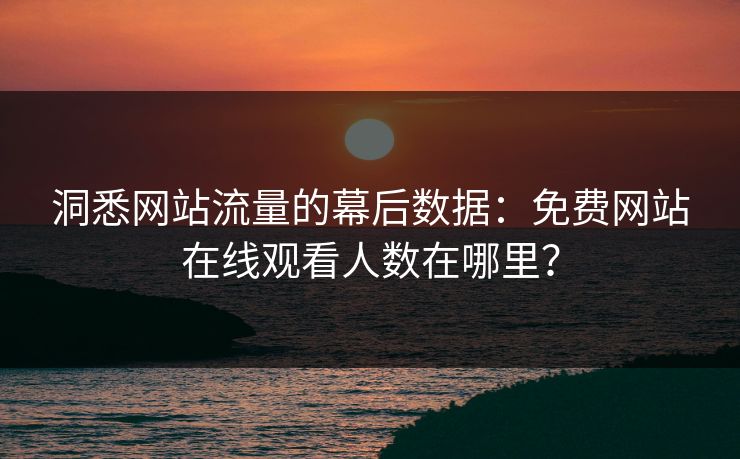 洞悉网站流量的幕后数据:免费网站在线观看人数在哪里? 洞悉网站流量的幕后数据:免费网站在线观看人数在哪里?