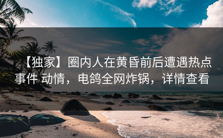 【独家】圈内人在黄昏前后遭遇热点事件 动情，电鸽全网炸锅，详情查看